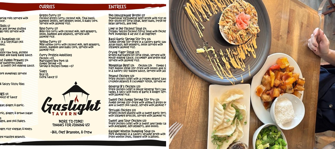 Gaslight Tavern Menu
